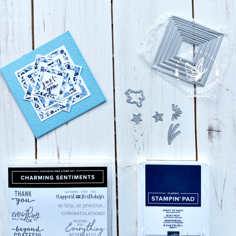 square card with Charming Sentiments and Stylish Shapes