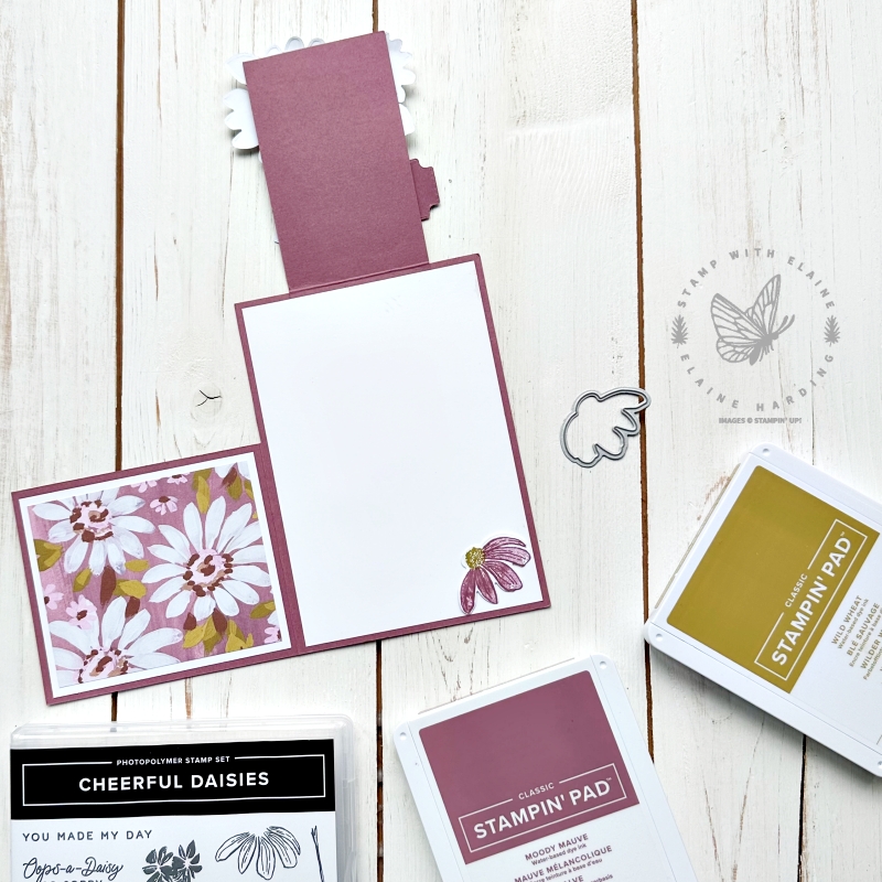 Moody Mauve card inside with Cheerful Daisies