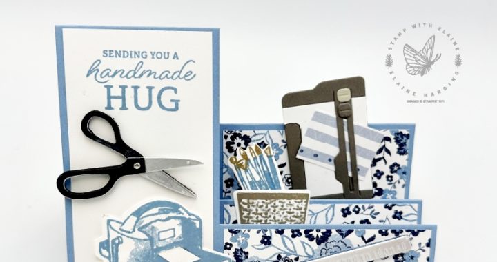 boho blue side step card with Crafting with you