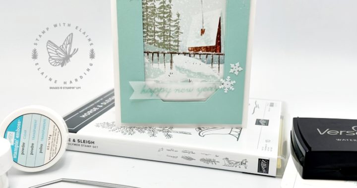 new year card with Horse & Sleigh and countryside corners