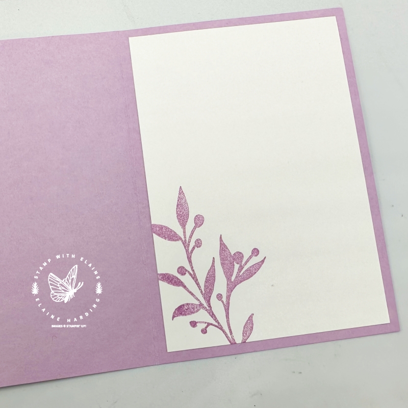 Inside card simply stamped Fresh Freesia