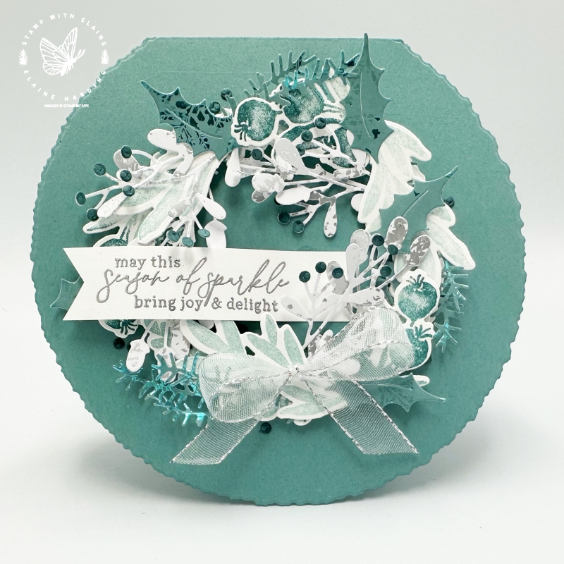 lost lagoon deckled circle wreath card with Magical Meadow