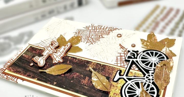 autumn card with fun on wheels