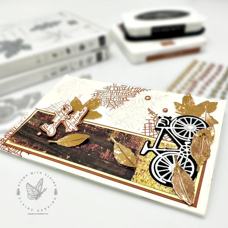 close up Autumn card with Fun on Wheels and Autumn Leaves bundle