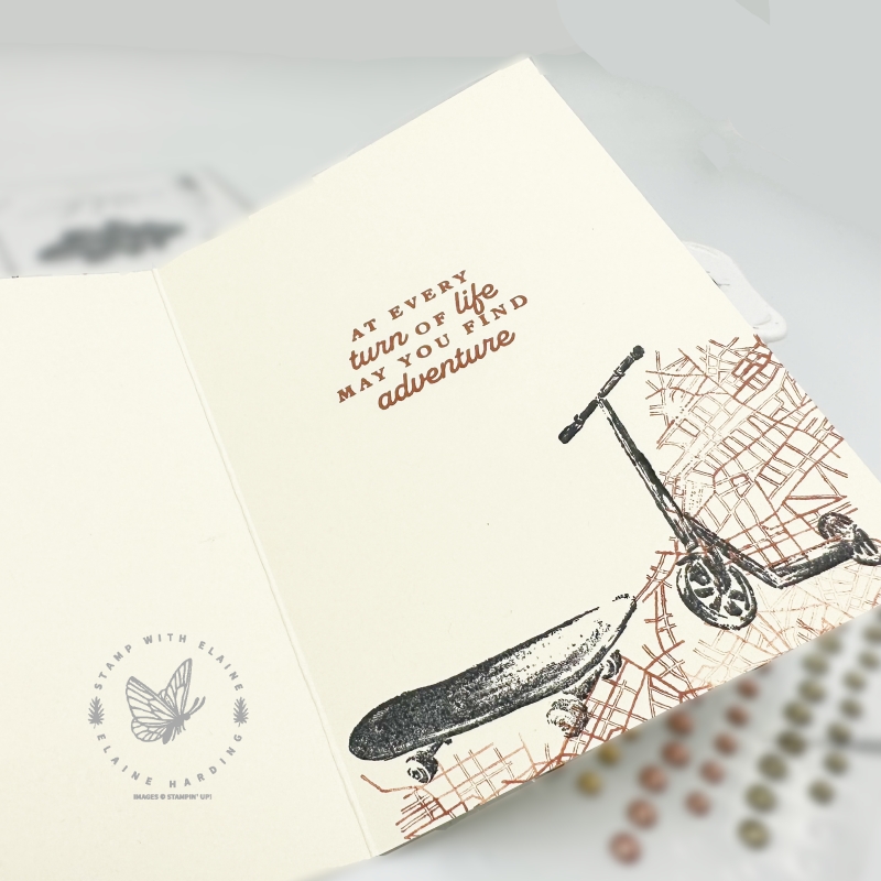 inside autumn card with Fun on Wheels and Autumn Leaves bundle