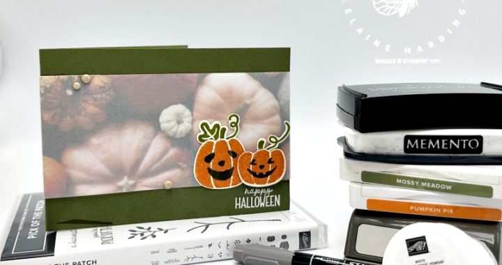mossy meadow halloween card with pick of the patch