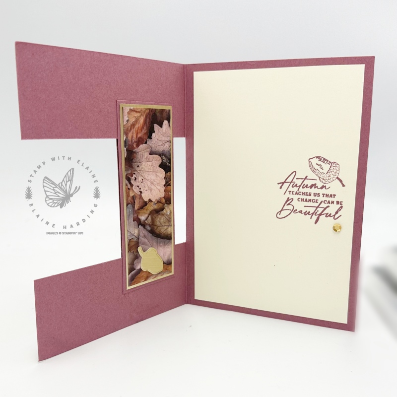 inside Moody Mauve fun fold cut out middle all about autumn card
