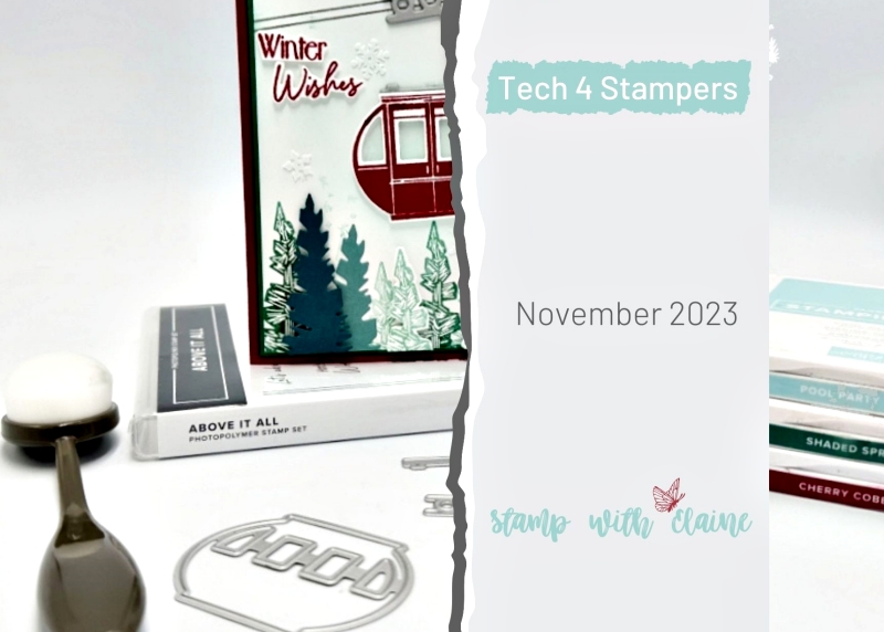 red & green card Above it All Tech4Stampers Blog Hop