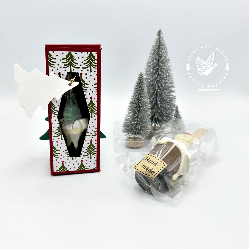 Stocking filler treat box with Merriest Trees and Nested Essentials dies