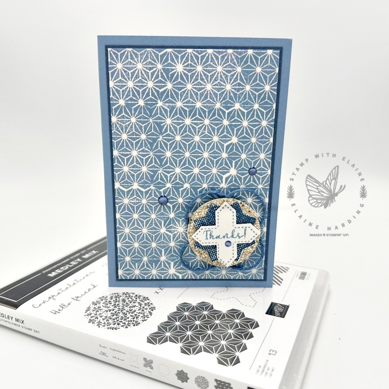 Boho Blue card with Medley Mix stamps