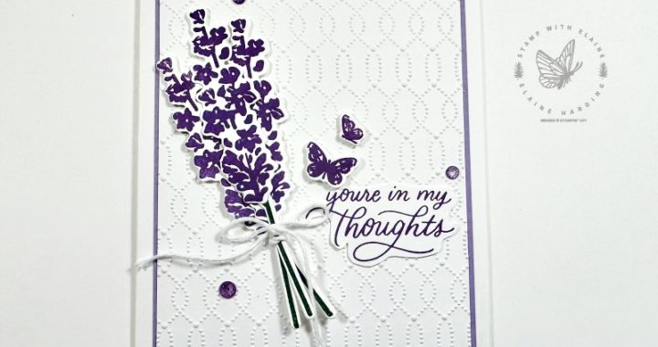 Clean simple card with painted lavender and softly sophisticated