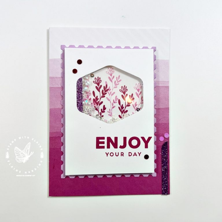 Shaker card with Heartfelt Hexagon bundle - Stamp with Elaine
