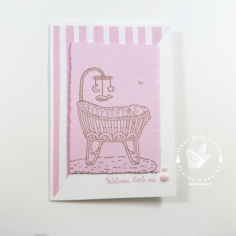 Bubble Bath baby card with Sale-a-bration's Cradled in Love stamp set