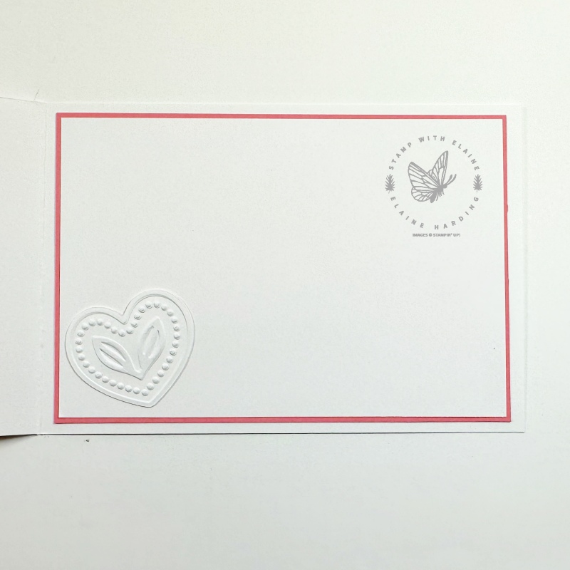 inside anniversary card with Adoring Hearts Hybrid Embossing Folder