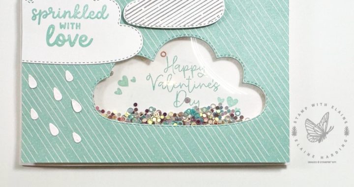 Shaker valentine card with Bright Skies