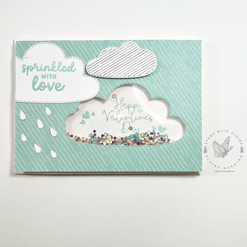 Shaker Valentine card with Bright Skies