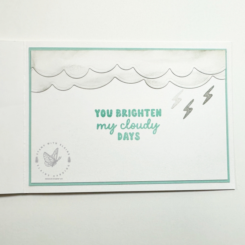 Inside shaker valentine card with Bright Skies