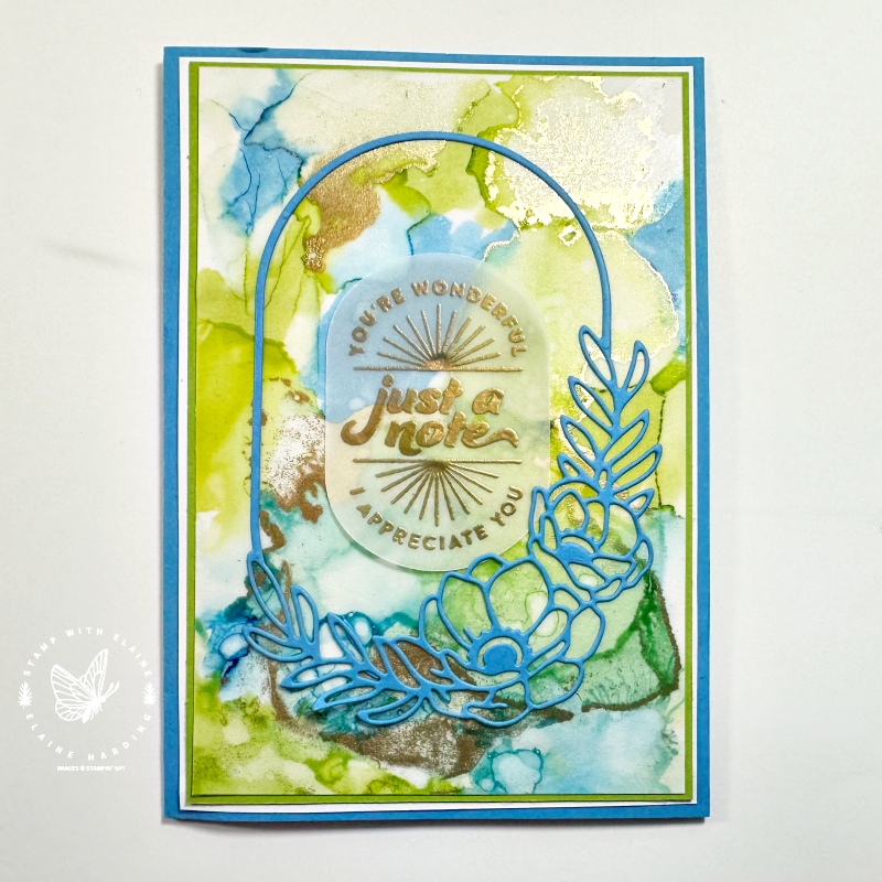 Afternoon azure alcohol painted on vellum with Lifetime of Love bundle