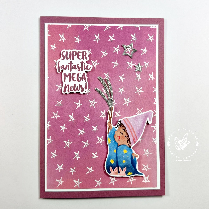 Moody Mauve wizard card with charming sentimets
