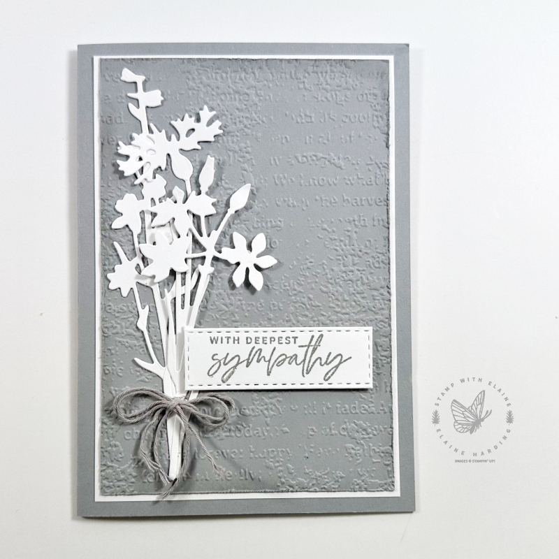 Smoky Slate embossed sympathy rd with Quiet Meadow
