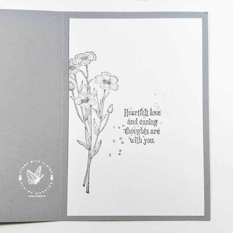 inside Smoky Slate sympathy card with Quiet Meadow