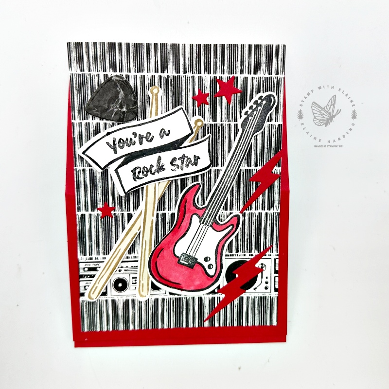 front view easel card closed with Rock Star bundle