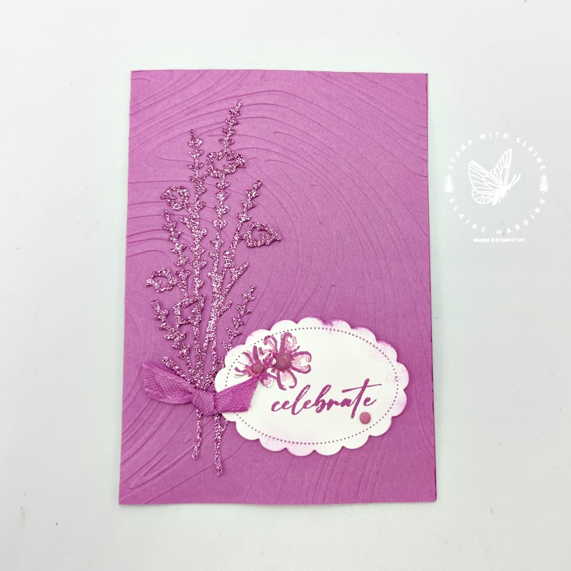 Petunia Pop swirly embossed card with Unbounded Beauty