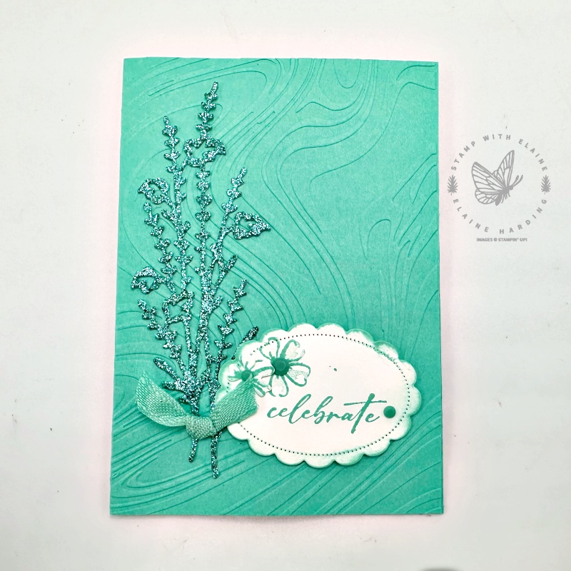 Summer Splash swirly embossed card with Unbounded Beauty