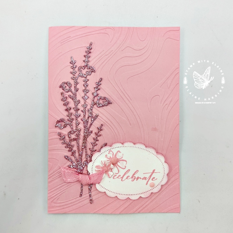 Pretty in Pink swirly embossed card with Unbounded Beauty