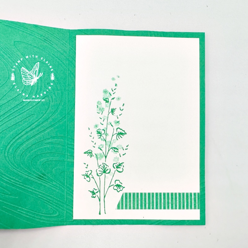 inside Shy Shamrock swirly embossed card with Unbounded Beauty