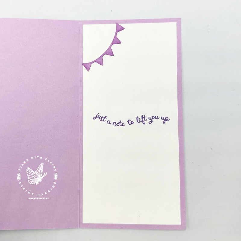 Inside Fresh freesia dotted circles embossed card with Hot Air Balloon