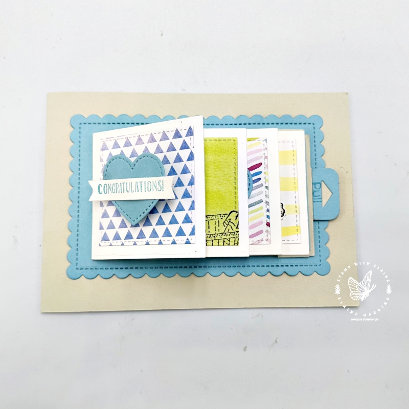 front of Beige flip flap card with Cradled in Love