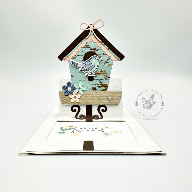 front elevation slider pop-up card Country Birdhouse