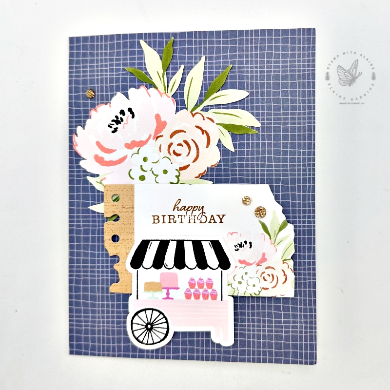 birthday card with lables and floral ephemera packs