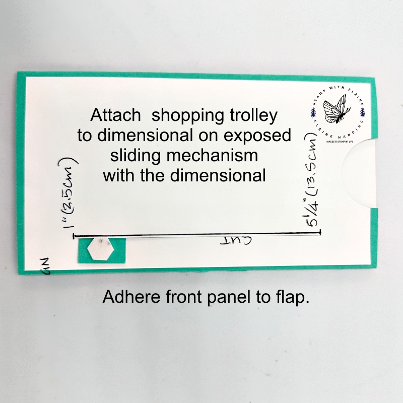 adhering front panel to flap to create pocket for mini slider card