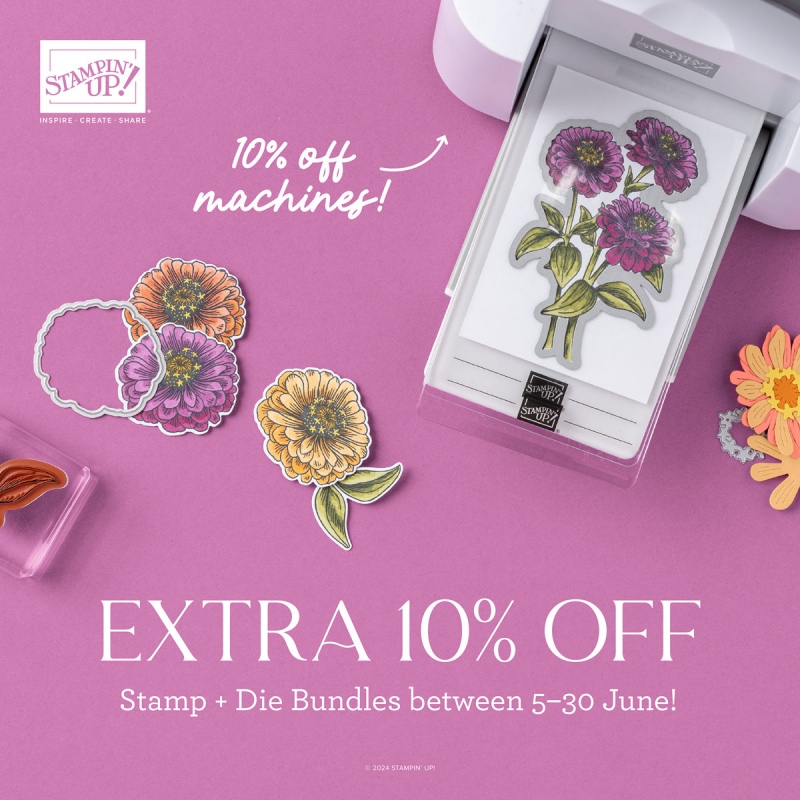 promo flyer extra 10% off stamp + die bundles between 5-30 June