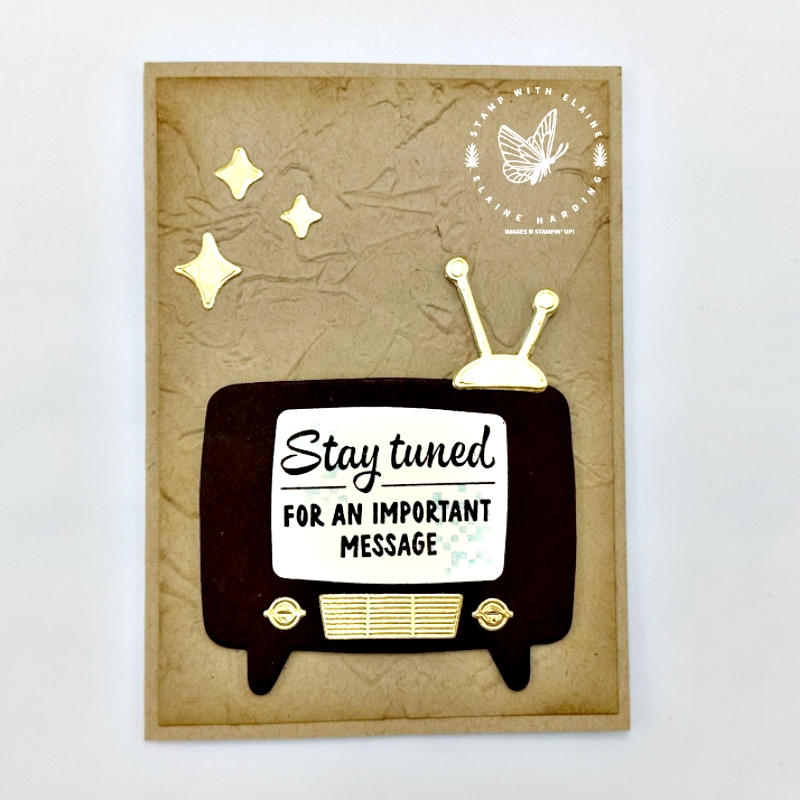 Crumb Cake dry embossed Tune In card