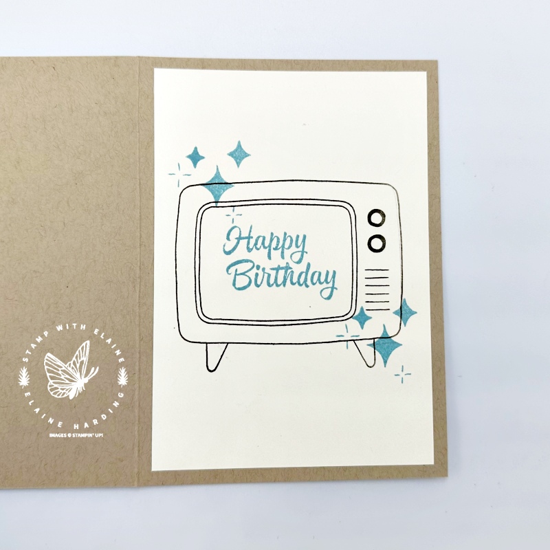 inside dry embossed Crumb Cake Tune In card