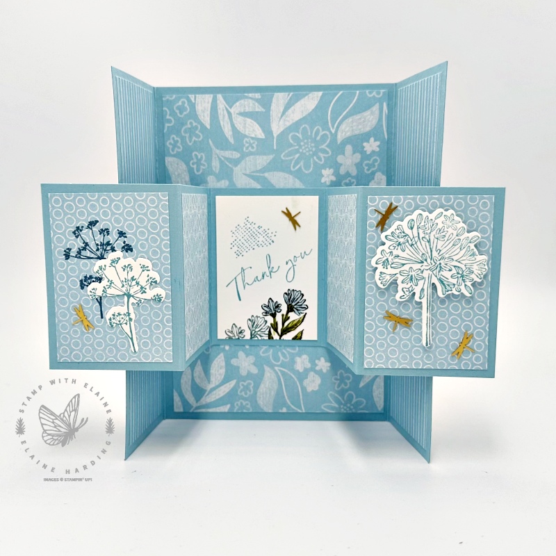 Open Balmy Blue fun fold Wildflower Designs