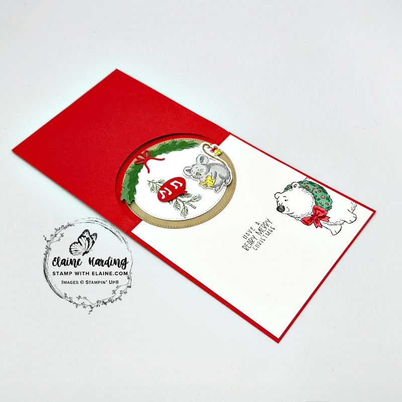 Flat lay partial die cut and inside pop-up card Christmas Friends