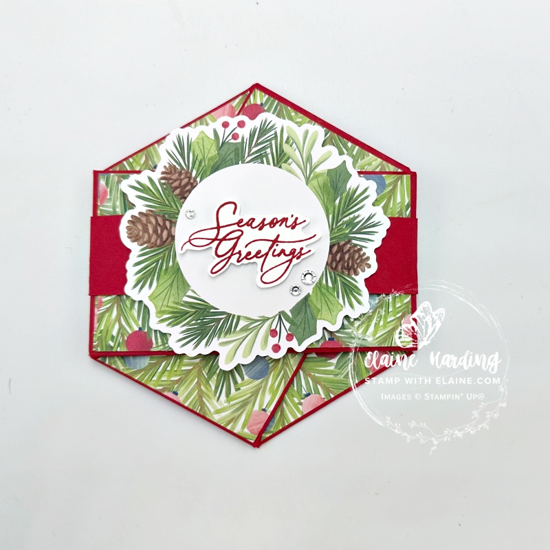 Hexagon Twist Pocket card with A little Festive Mix & Match Specialty DSP