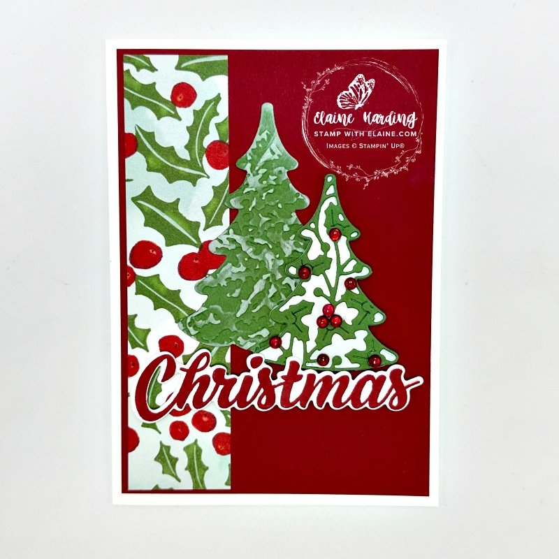 Cherry Cobbler embossed holly Dec tree duo