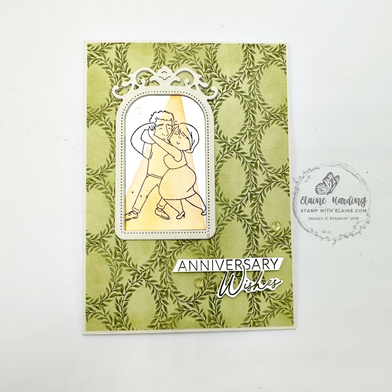 Basic Beige Anniversary card with Dance with me and Storybook Friends dies