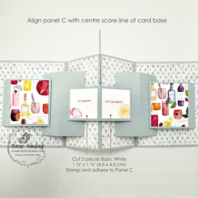 How to adhere panel C to centre of Cloud Cover multi-panel card laid flat