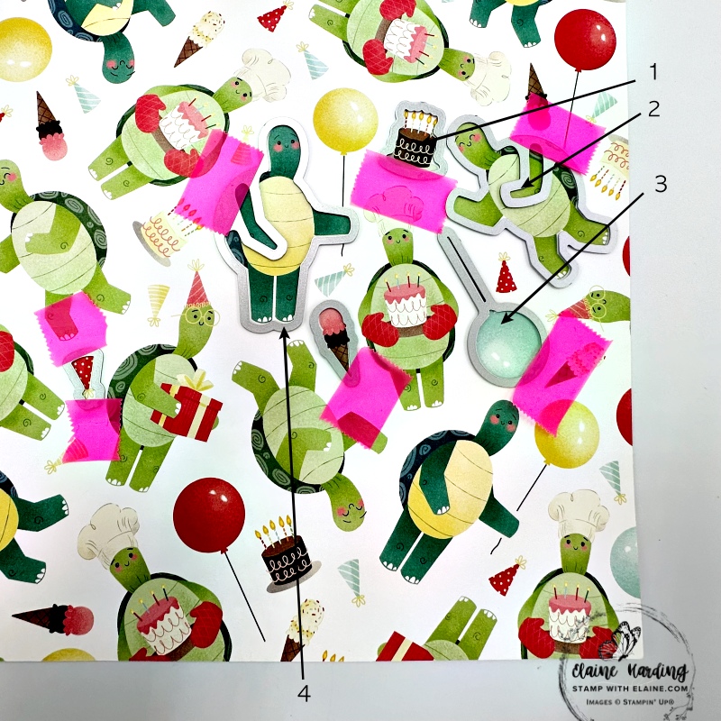 Corresponding dies on birthday sheet of Turtle-y Cute DSP