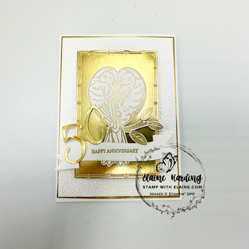 50 anniversary card with 
feathered  fun