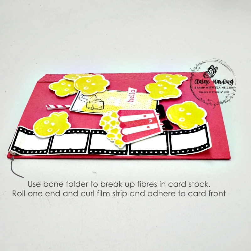 film strip from Poppin' By on front of card