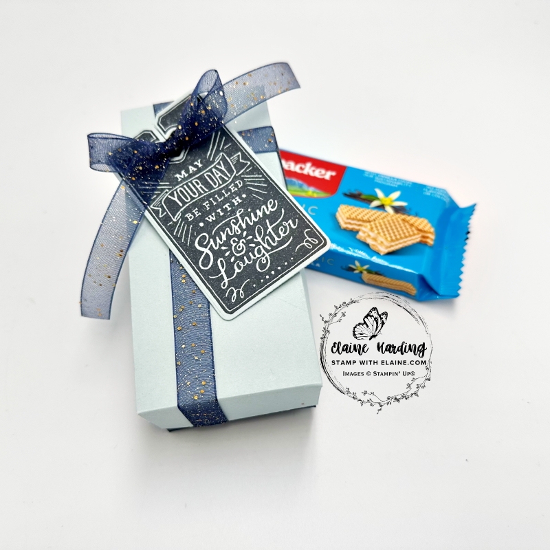 Paper tag on gift box