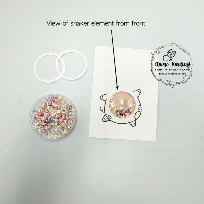 Flip over to the front to view shaker element 