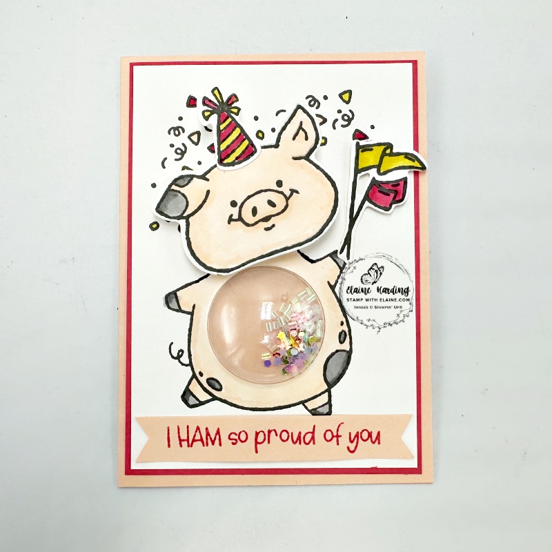 wibbly wobbly petal pink party  pig card